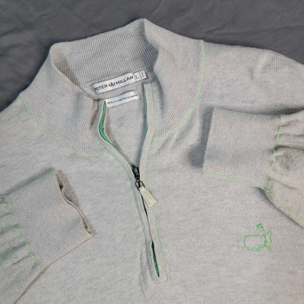 Masters Peter Millar Cashmere Blend Sweater Mens Large Gray 1/4 Zip Long Sleeve